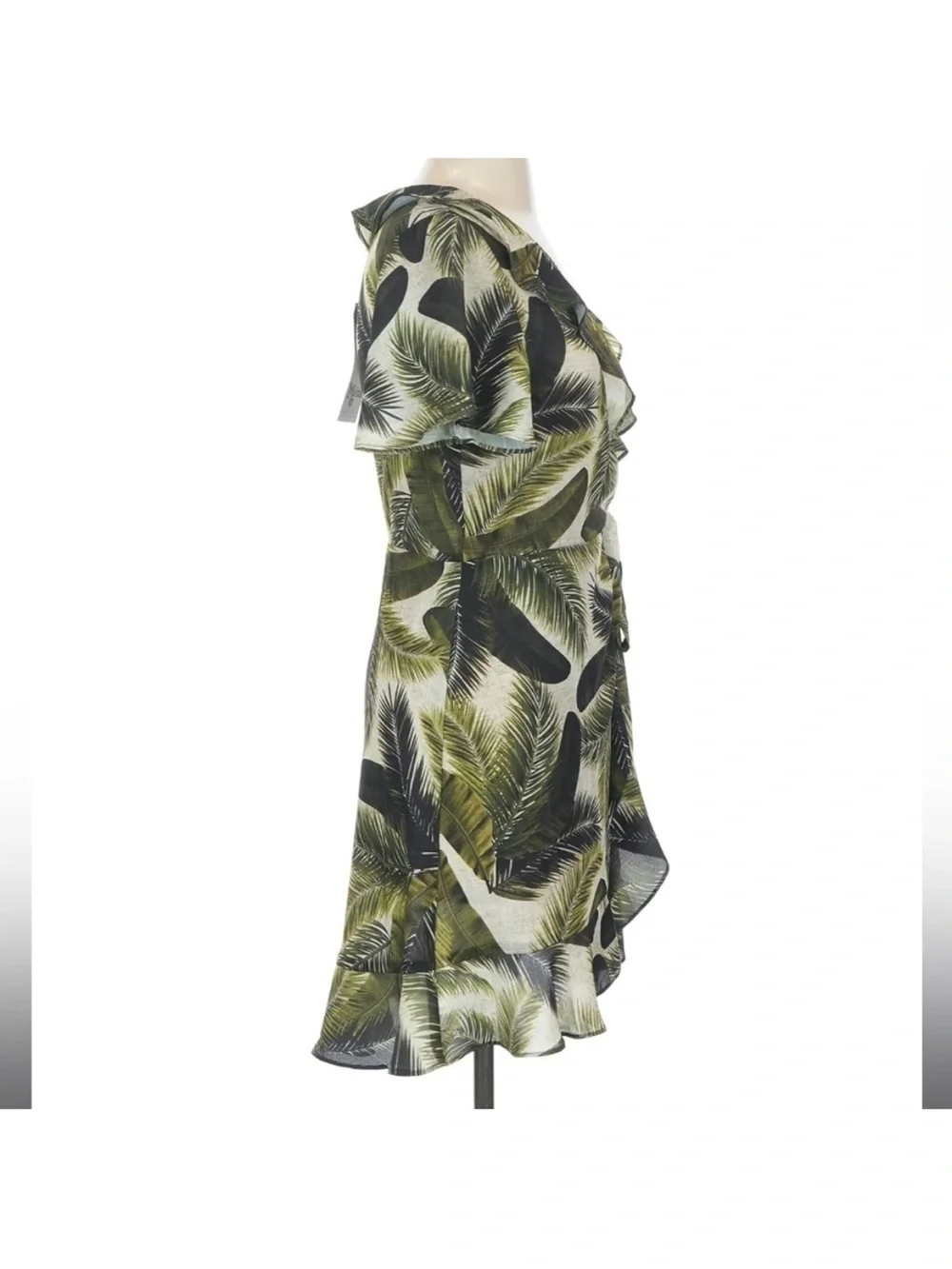 Show Me Your Mumu Winnie Wrap Dress Green Palm Tropical NEW - Picture 4 of 6